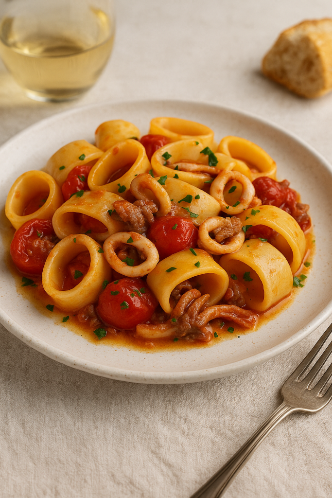 Calamarata mare e pomodorini